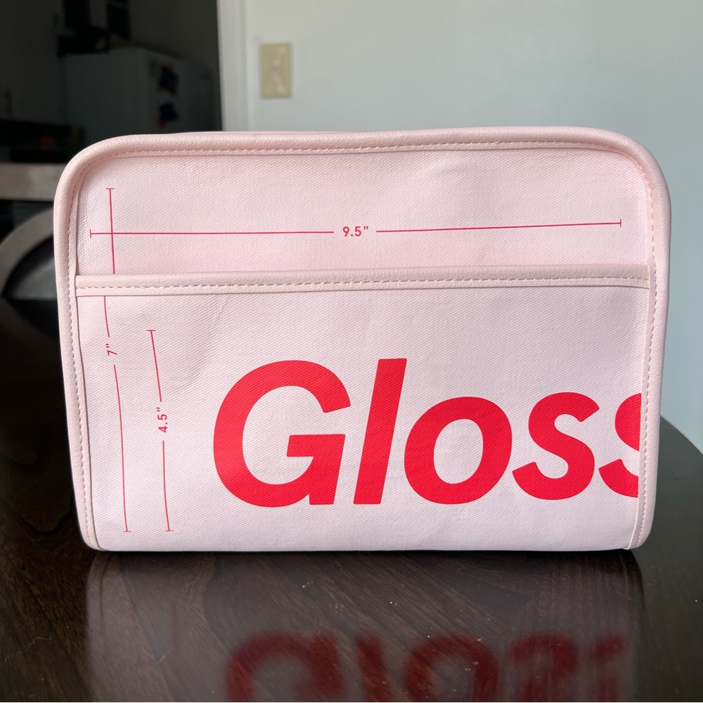 Glossier Beauty Makeup Bag pink red so cute